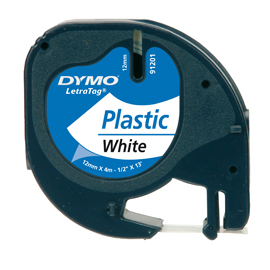 Nastro in plastica dymo letratag 12mmx4m bianco 912010