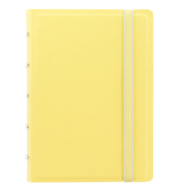 Notebook pocket - con elastico - copertina similpelle - 144 x 105 mm - 56 pagine - a righe - giallo limone - filofax