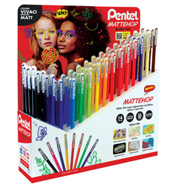 Penna gel mattehop - punta 1,0 mm - colori assortiti - pentel - expo 64 pezzi