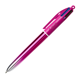 Penna sfera a scatto 4 colori smooth - 1.0 mm - fusto rosa - bic - conf. 12 pezzi