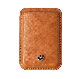 Portacarte magnetico - pelle saffiano - marrone - cross