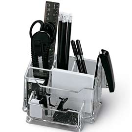 Portatutto in plexiglass da banco c/accessori art.5474