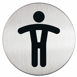 Pittogramma Ø 8,3cm 'toilette uomo' in acciaio