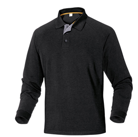 Polo a maniche lunghe turino - 100 cotone - taglia m - nero - deltaplus