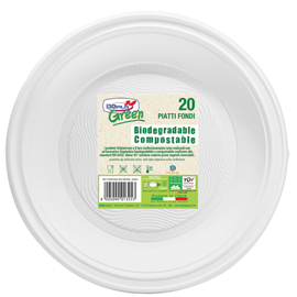 Piatti fondi biodegradabili - mater-bi - diametro 220 mm - avorio - dopla - conf. 20 pezzi