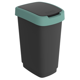 Pattumiera con coperchio basculante - 50 l - ppl - nero/verde scuro - rotho