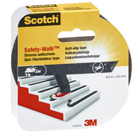 Rotolo adesivo antiscivolo 25mmx4,5mt nero scotch safety-walk