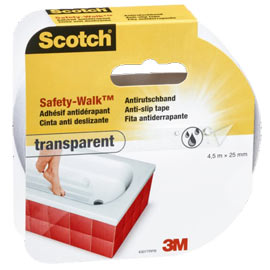 Rotolo adesivo antiscivolo 25mmx4,5mt trasparente scotch safety-walk