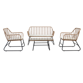 Salotto cebu polyrattan color naturale - set 4 elementi