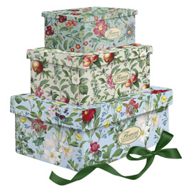 Set scatole regalo - fantasia flowers - dimensioni assortite - cartoncino - pigna - conf. 3 pezzi