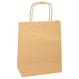Shopper twisted - maniglie cordino - 14 x 9 x 21 cm - carta biokraft - avana - mainetti bags - conf. 25 pezzi