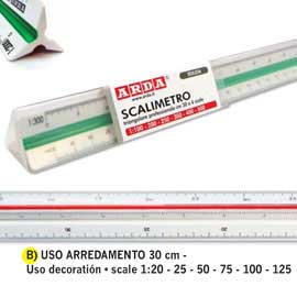 Scalimetro isoteck arda 30cm per arredamento (scale 1:20-25-50-75-100-125)