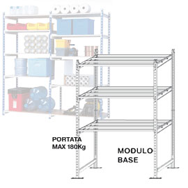 Scaffale rang'eco 5 ripiani 100x35xh200cm - modulo base