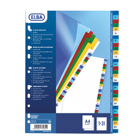 Separatori numerici 1-31 a4 in ppl colorato 120mic