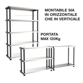 Scaffale ppl 5 ripiani metallo 100x45cm grigio/nero terry