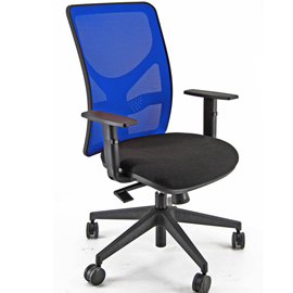 Sedia operativa pna nero e rete blu c/bracc.