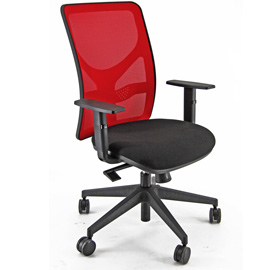 Sedia operativa pna nero e rete rossa c/bracc.