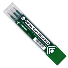 Set 3 refill inchiostro gel riscrivi cancellabile 0,7mm verde osama