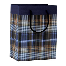 Shopper regalo scozzese blu 23x30x10cm kartos