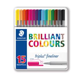 Triplus fineliner brilliant colours punta 0.3mm astuccio da 15 colori staedtler