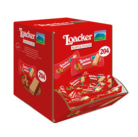 Wafer minis napolitaner - confezione monoporzione da 3,2gr - loacker - dispenser self service da 204 pezzi